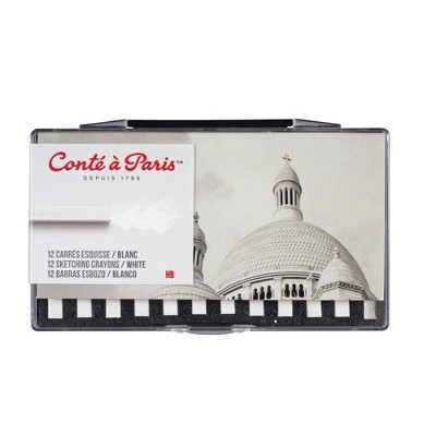 Conte Crayons in Plastic Box, HB Tip, White, Pack of 12