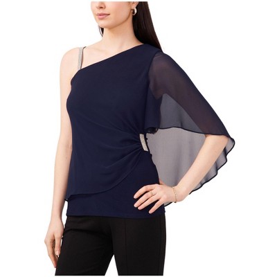 MSK Womens Side Drape Pullover Blouse