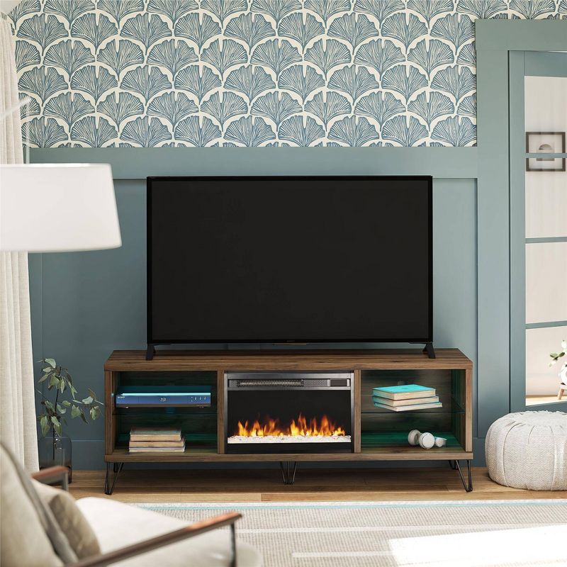 Concord Fireplace TV Stand for TVs up to 70&#34; Walnut - Novogratz, 3 of 9