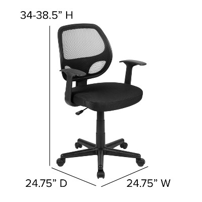Sleek Mid-Back Black Mesh Swivel Task Chair with Lumbar Support