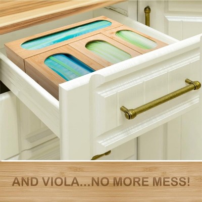 Bartnelli 5pc Bamboo Kitchen Drawer Organizer – Labeled for Gallon, Quart, Sandwich, Snack Bags — фото 5