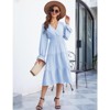 Coolmee Women's Bohemian Dress Casual Long Sleeve V Neck Dress Floral Flowy Maxi Dresses Tiered Cocktail Dress - 2 of 4