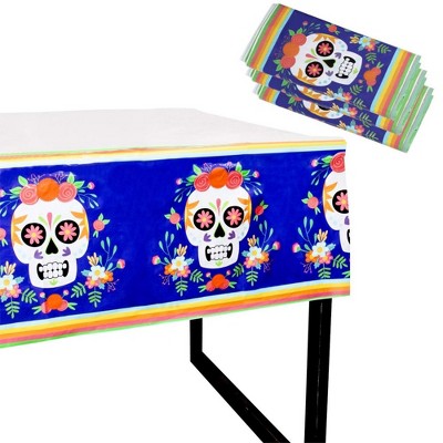 Juvale 3-Pack Dia De Los Muertos Disposable Tablecloth Table Cover Party Supplies 54 x 108 in