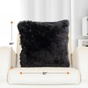 Cheer Collection Super Soft Shaggy Long Hair Throw Pillows Set of 2 - Black (22" x 22") - 3 of 4