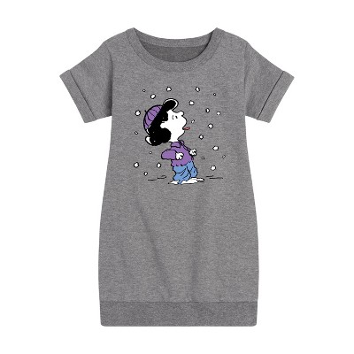- Peanuts - Lucy Snow Graphic Short Sleeve Fleece Dress