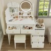 Gulches Elegant Glow White Vanity  Tables Set with Adjustable Mirror & Storage - 4 of 4