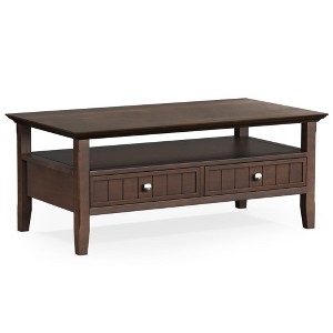 Solid Wood Coffee Table with Two Drawers and Open Shelf, Tapered Legs, Ideal for Living Room or Family Room - 1 of 4