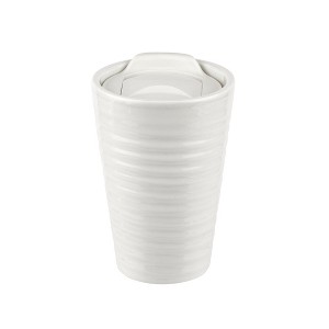 Portmeirion Sophie Conran White Travel Mug 8 Oz – Porcelain Reusable Coffee & Tea Cup with Silicone Lid, Dishwasher & Microwave Safe, Spill-Resistant - 1 of 4