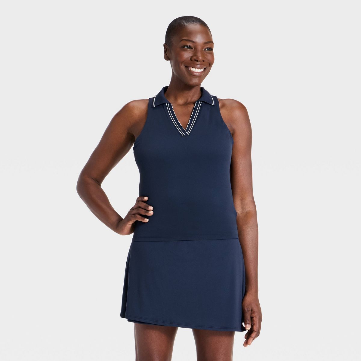 Women's Everyday Soft Tipped Scallop Polo Support Tank Top - All In Motion™ - thumbnail 4