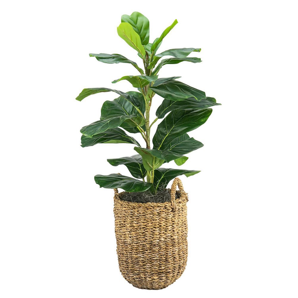 Photos - Other Decoration LCG Florals 30" x 16" Artificial Fig Plant in Basket with Handles: Indoor