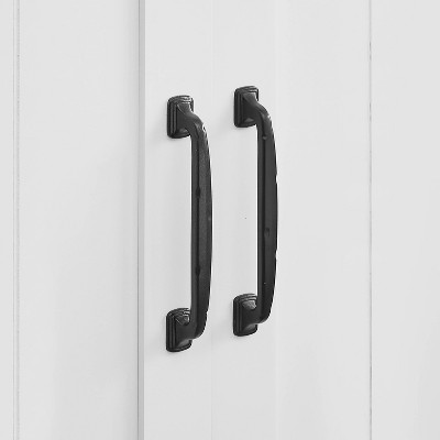 Rustic 47" White Wood Bar Cabinet with Marbling Countertop & Barn Doors