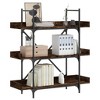 vidaXL 3-Tier Bookshelf in Smoked Oak, Engineered Wood and Metal, Adjustable Feet - 2 of 4