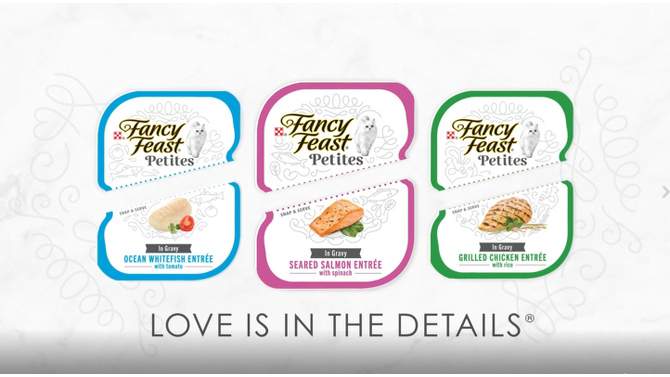 Purina Fancy Feast Petites Gourmet Collection Variety Pack Chicken, Salmon, Seafood and Fish Flavor Gravy Wet Cat Food - 2.8oz/48ct, 2 of 10, play video