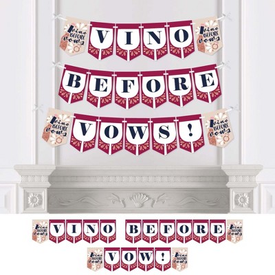 Big Dot of Happiness Vino Before Vows - Winery Bridal Shower or Bachelorette Party Bunting Banner - Party Decorations - Vino Before Vows
