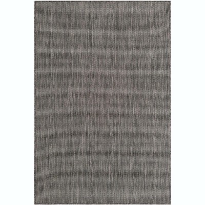 4' x 6' Black Synthetic Outdoor Area Rug: Flat Woven, Washable, Reversible