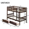 NicBex Twin Over Twin Rubber Wood Bunk Bed with Fence and 2 Drawers,Loft Bed with Ladder for Bedroom,Convertible into 2 Twin Beds,Gray/White/Espresso - 3 of 4