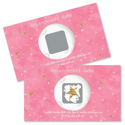Big Dot of Happiness Pink Twinkle Twinkle Little Star - Baby Shower or Birthday Party Game Scratch Off Cards - 22 Count