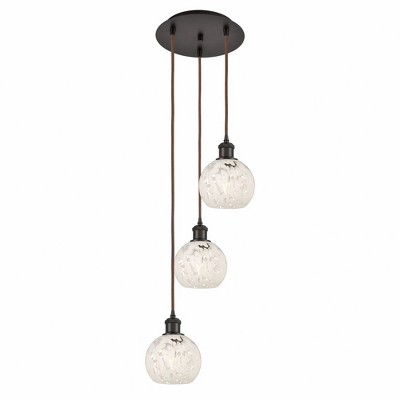 White Mouchette - 3 Light Cord Hung Multi Pendant In Modern Style-11 Inches Tall and 12.5 Inches Wide