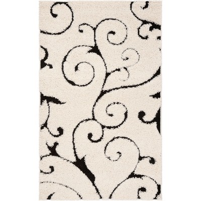 3'3"x5'3" Swirl Loomed Accent Rug Ivory/Black - Safavieh