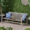 3-Person Outdoor Wicker Woven Patio Sofa,Lounge Sofa with Slatted Acacia Wood Arms,Modern Wooden Sofa for Deck or Backyard-Coolbibila - 2 of 4