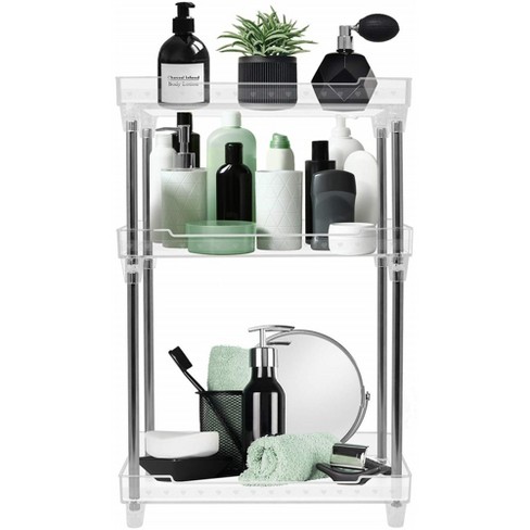 Adhesive Spice Rack Organizer Wall Mount, Clear Acrylic Shelves [3