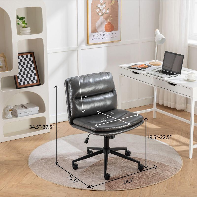 Contemporary Adjustable Swivel Criss-Cross Chair, Wide Seat Office Chair Vanity Chair, Adjustable Height With PU Leather Base-The Pop Home, 2 of 12