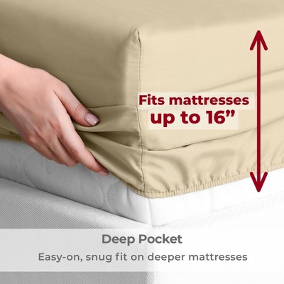 Queen Size New Beige Microfiber Deep Pocket Sheet Set