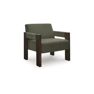 Signature Design by Ashley Adlanlock Accent Chair in Olive Green Velvet and Espresso Finish Wood Frame - 1 of 4