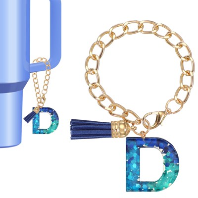 Unique Bargains Epoxy Resin Colorful Glittery Personalized Keychain Blue