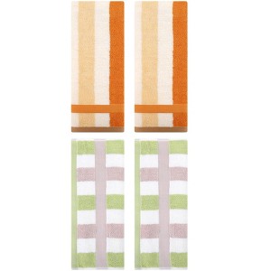REGALWOVEN Striped Absorbent Soft Cotton Hand Towels for Bathroom 4 Pack - 1 of 4