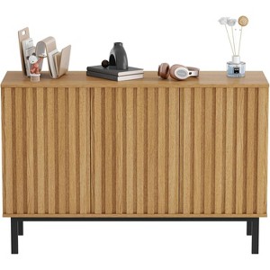 Sideboard Buffet Cabinet with Fluted Doors, Modern Wood Storage Cabinet with Adjustable Shelf, Freestanding Coffee Bar for Dining Room, Living Room - 1 of 4