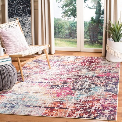 59" Red Synthetic Non-slip Rectangular Area Rug