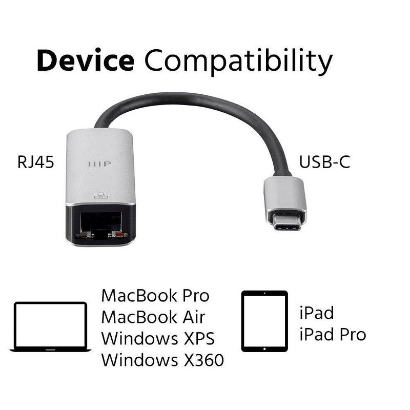 Monoprice USB-C to HDMI VGA USB 3.0 Gigabit RJ45 SD Card USB-C Data Port USB-C PD Dock Adapter, 100W, 2-Port, 4K@30Hz, with Folding Type-C Connector, 3 of 6