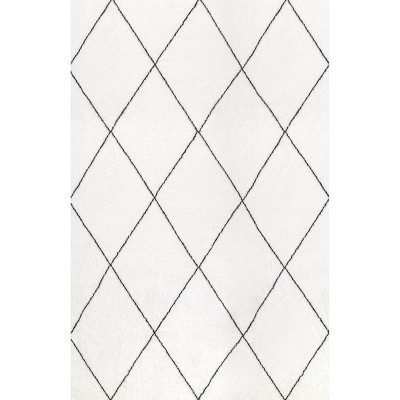 Nuloom Addy Trellis Machine Washable Shag Area Rug, 5' x 8', Ivory