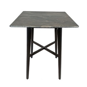 Vynxaria Modern Bar Height 42" Dining Table, Rubberwood Legs and Laminate Table Top, Paladina Marble Finish, Black - 1 of 4