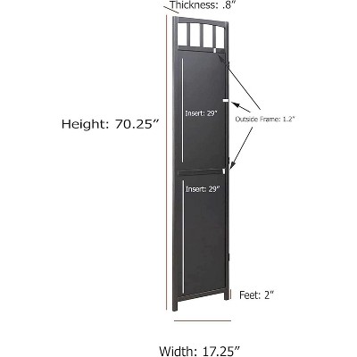 Walnut 3-Panel Folding Room Divider with Wood Frame
