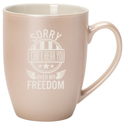 100 North United States of America 10 Ounce White and Precious Pearl Metallic Finish, Comfortably Fits Your Hands, New Bone China Coffee Tea Cup Mug,