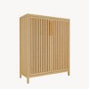 KWPZQEB Bamboo Bathroom Storage Cabinet, Bathroom Floor Cabinet with Shutter Door & 2 Tier Open Shelves, Freestanding Storage Organizer, Natural - 4 of 4