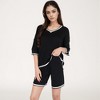 Anna-Kaci Lounge Women's Knit Lounge Set with V-Neck Top and Drawstring Shorts Featuring Contrast Trim - 4 of 4