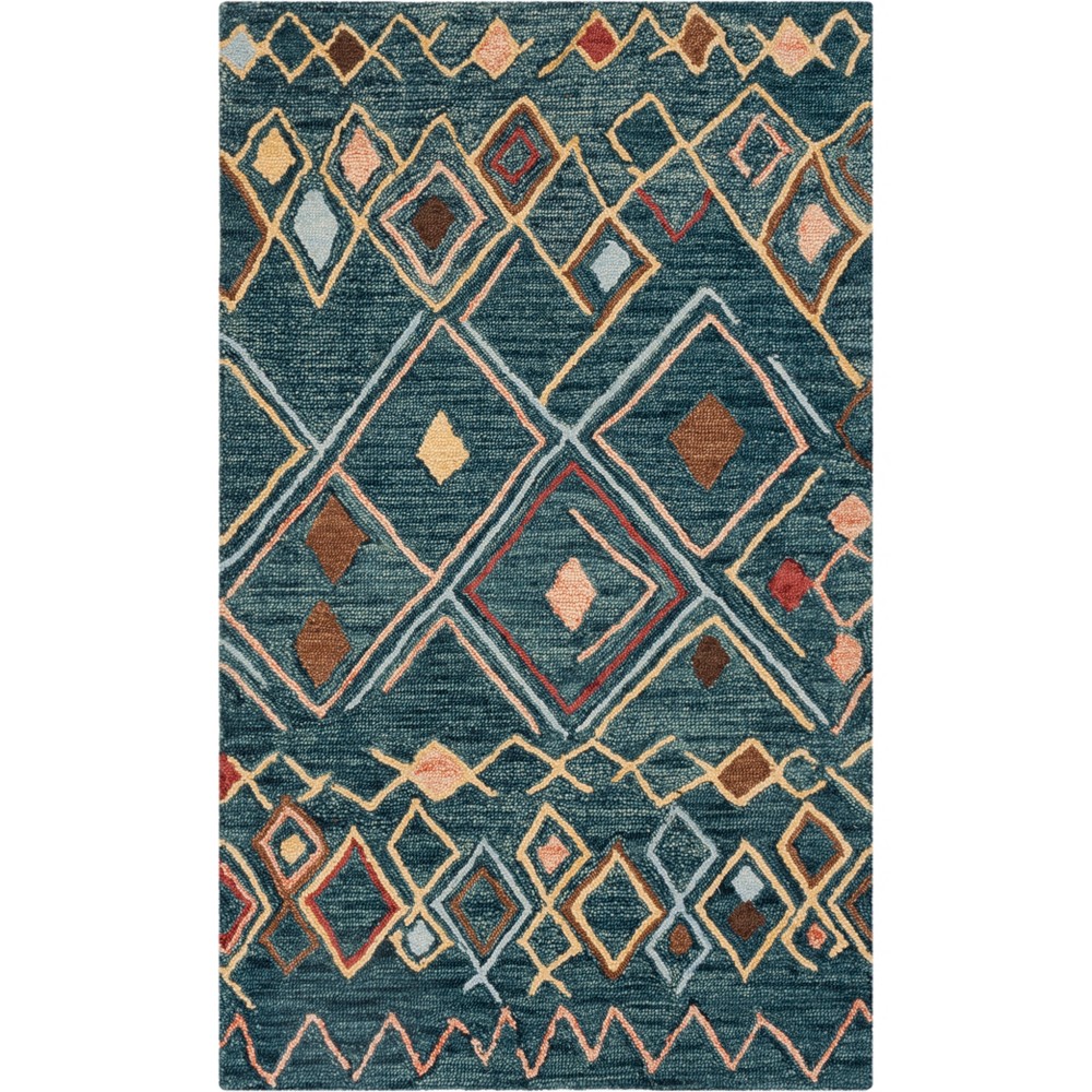 3'x5' Geometric Hooked Accent Rug Dark Blue - Safavieh
