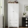 Buenhomino White Freestanding Modular Wardrobe Combo Armoires Closet,DIY Closet System with Wood Storage Drawers and Hanging Rods - 2 of 4