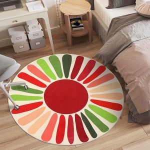 Boho Rugs Washable Kids Rug Non Slip Nursery Rug Low Pile Floor Mat Soft & Non-Shedding Sunshine Carpet Colorful Rainbow Printed Indoor Rugs - 1 of 4