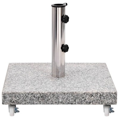 Gray Granite Square Parasol Base with Wheels