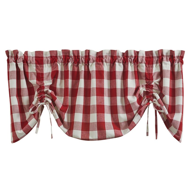 Park Designs Buffalo Check Lined Farmhouse Red Valance 60", 1 of 4