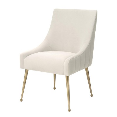 UNISOAR Dining Chair Velvet Upholstered Side Chair with Brushed Gold Leg