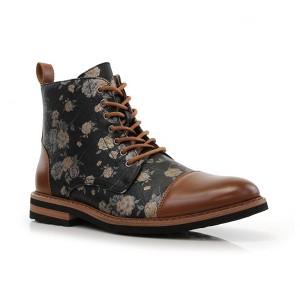 Polar Fox Mens Brooke MPX806061A Lace-up HIgh Top Floral Fashion Dress Boots with Zipper Closure - 1 of 4