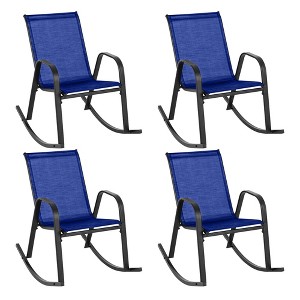 Costway 2/4 PCS Patio Rocking Chair Heavy-Duty Metal Rocker Outdoor Anti-Slip Navy - 1 of 4