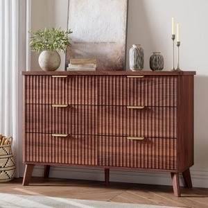 47.2" Modern Fluted Dresser - 6-Drawer Wooden Chest w/ Curved Profile for Bedroom, Living Room, Kids Room, Hallway & TV Stand - 1 of 4