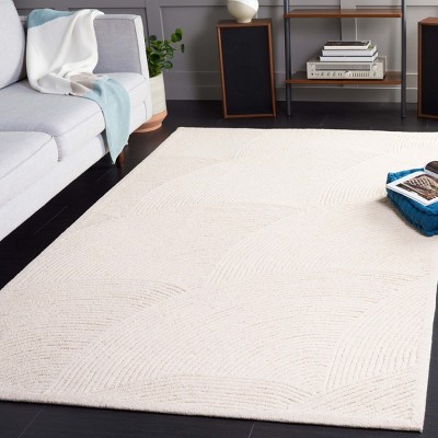 Ivory Geometric Handmade Wool 6' x 9' Area Rug