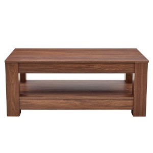 Gulches Walnut Natural Wood Rectangular MDF Indoor Coffee Table 2-Tier 43x23x17 Inch 250lb Capacity Easy Assembly - 1 of 4